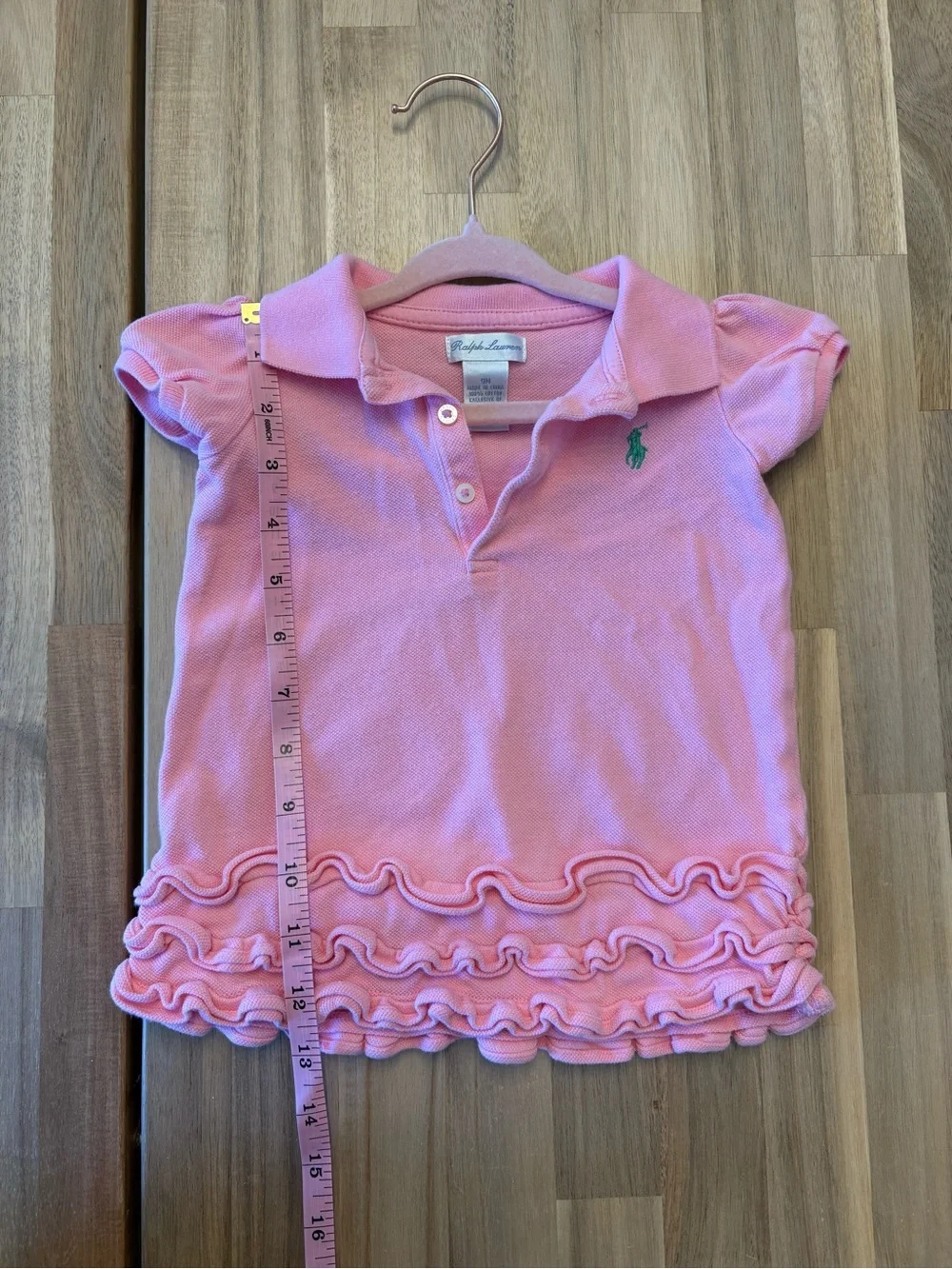 Ralph Lauren Pink Polo Dress with Ruffle Trim Baby Girls 9 Months